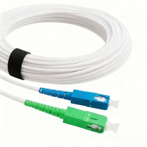 Elfcam - Glasfaserkabel SC-APC zu SC-UPC - 15 m (Weiß), Hochleistungs-Glasfaser-Patchkabel, 9/125 μm Singlemode, Kompatibel mit Freebox Delta, One,