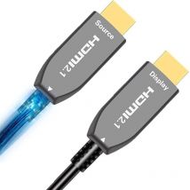 Elfcam - hdmi 8K Glasfaserkabel 2 m (Schwarz) – Ultra-Hochgeschwindigkeit 48 Gbps, hdmi 2.1, 8K@60Hz, 4K@120Hz, HDR10+, eARC, vrr, hdcp 2.3,
