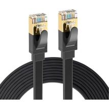Elfcam - Ethernet-Netzwerkkabel RJ45 Cat 7 Geschirmt sftp – 2 m (Flach Schwarz), 10 Gbps, 600 MHz, 100 % Kupfer, Ultra-Schnell, Störungsfrei, Ideal