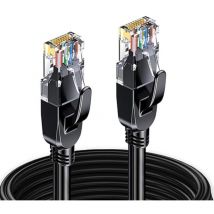 Elfcam - Ethernet-Netzwerkkabel RJ45 Cat 7 Geschirmt sftp - 25m (Rund Schwarz), 10 Gbps, 600 MHz, 100% Kupfer, Ultra-Schnell, Störungsfrei, Ideal pc,