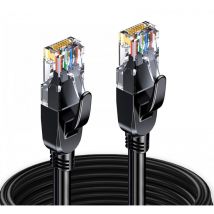 Elfcam - Ethernet-netzwerkkabel Rj45 Cat 7 Geschirmt Sftp - 40m (rund Schwarz), 10 Gbps, 600 Mhz, 100% Kupfer, Ultra-schnell, Störungsfrei, Ideal Pc, 