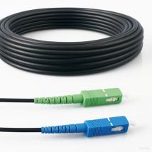 Elfcam - Câble Fibre Optique 7m (Noir, Acier Blindé) - SC/APC à SC/UPC, OS2 Simplex Monomode 9/125μm, Résistant & Étanche - Installation Intérieure &