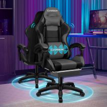 Elfordson - Massage Gaming Office Chair with 2-Point Massage Lumbar, Grey