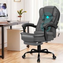 Elfordson - Massage Office Chair with Footrest Executive Gaming Seat pu Leather