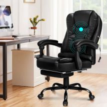 Elfordson - Massage Office Chair with Footrest Executive Gaming Seat pu Leather