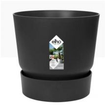 Elho Greenville Round Pot & Base LIVING BLACK 16cm