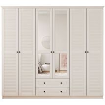 Volet 6 Door 2 Drawer Mirrored White Wardrobe