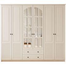 Evuhome - elise xl 6 Door 2 Drawer Mirrored White Wardrobe - White