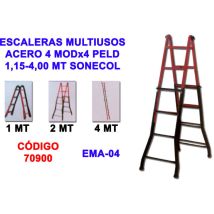 Echelle Polyvalente En Acier 4 Modules 4 Marches 1,15-4,00 Ema-04n Sonecol