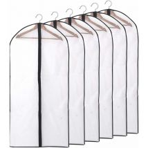 Housses de Vêtements, Anti Poussière Etanche Mite Humidité,Housses de Protection Zip Transparente pour Chemise Costumes/Manteaux, 6pcs 60 140cm