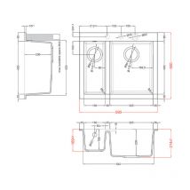 Lavello Elleci Incasso 2 vasche 59x50 Quadra 150 Granitek Nero LGQ15040