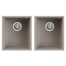 Elleci - Lavello Incasso 2 vasche 38x44 Quadra 200 Sottotop Granitek Grigio Tortora LGQ20043BSO