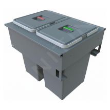 Elletipi - Square 2.0 - Poubelle encastrable, cloisonnée, 48 l PA3 LEC5045B