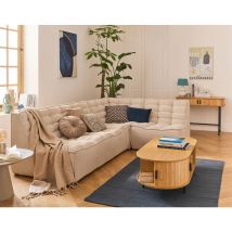 Lisa Design - Ellie - canapé modulable d'angle réversible 4 places en velours texturé - beige