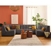 Ellie - modulares sofa panorama 7-sitzer in strukturiertem samt - grau