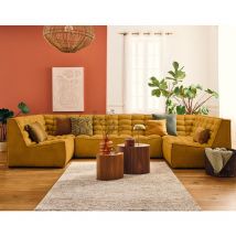Lisa Design - Ellie - modulares sofa panorama 7-sitzer in strukturiertem samt - gelb