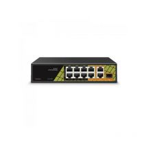 Elmo - Commutateur PoE industriel avec 6 ports PoE mégabits + 2 ports PoE Gigabit + 1 port de liaison montante Gigabit + 1 port de liaison montante