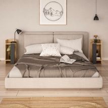 Decortie - Elos Modern Bedside Table Left And Right - Oak/Anthracite Grey - Anthracite Grey