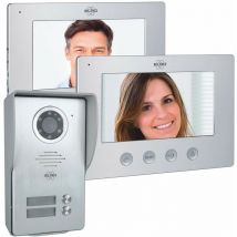 Elro - DV477W2 Sistema videocitofonico bifamiliare con display a 2 colori, telecamera con visione notturna, tecnologia a 4 fili, 16 suonerie, grigio,
