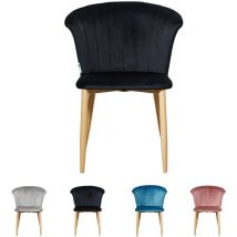 Chaise de salle à manger en velours Elsa simple - Chaise de salle à manger moderne rembourrée avec pieds en bois - Noir