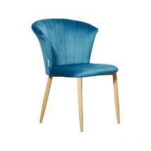 Ensemble de 1/2/4 Chaise de Salle à Manger Rembourrée en Velours Elsa Simple - Bleu - Bleu