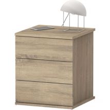 Elsa Table de chevet trois tiroirs chambre d'enfant ou chambre double 48.5 x 41 x 40 cm couleur chêne chêne cambrien