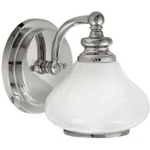 Wandlampe Leuchte Badezimmerleuchte IP44 Opalglas Flurleuchte chrom poliert