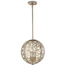 Elstead Arabesque - 3 Light Ceiling Chandelier Pendant Light Silver Leaf, E14