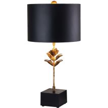 Elstead Camilia Lampe De Table Avec Abat-jour Rond, Or Antique Et Noir