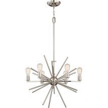 Kronleuchter Hängelampe Esszimmerleuchte Deckenlampe Stahl Silber d 64,8 cm