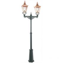 Chelsea Outdoor Twin Head Lamp Post, Copper & Black, IP44, E27 - Elstead