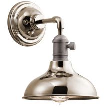 Wandlampe Leuchte Stahl Messing h 24,6 cm Flurleuchte Treppenlampe 1 Flammig