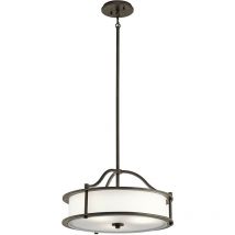 Kichler - Elstead Emory - 3 Light Semi Flush Round Ceiling Pendant Light Pewter, E27