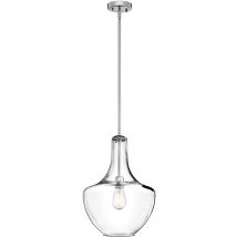 Kichler - Elstead Everly - 1 Light Medium Dome Ceiling Pendant Light Chrome, E27