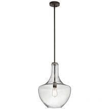 Sospensione Contemporanea Everly In Acciaio Bronzo Antico Vetro 1 Luce E27