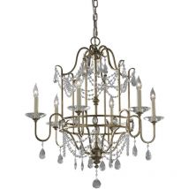 Lampadario Classico Gianna Cristallo Argento Dorato Vetro Oro 6 Luci E14