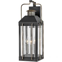Hinkley - Elstead Fitzgerald Outdoor Wall Lantern Textured Black with Burnished Bronze, IP44