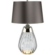 Elstead - Lena petite lampe de table fumée à 2 lumières, verre teinté fumée, abat-jour ardoise, E27