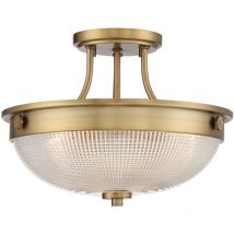 Lampadario Contemporaneo Mantle Vetro Ottone Anticato 2 Luci E27
