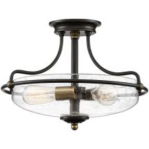 Quoizel - Elstead Griffin Bowl Semi Flush Ceiling Light Palladian Bronze with Weathered Brass Accents