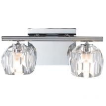 Badezimmerleuchte Wandleuchte Dimmbar led Kristallglas Chrom IP44 2-Flammig