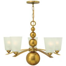Lampadario Contemporaneo Zelda Acciaio Ottone Vintage Vetro 5 Luci E27