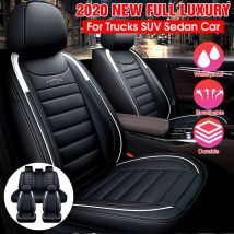 Eluto 5 Seats Universal Car Seat Cover Luxury pu Leather Seat Cushion Full Cover (White, 11pcs)