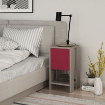 Ema Modern Bedside Table Mocha Grey Burgundy 30cm Width Bedroom Furniture - Mocha Grey - Burgundy - Decortie
