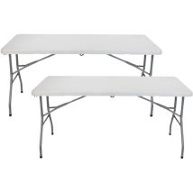 7h Seven House - Lot 2 Tables pliantes 150cm Rectangulaire, Blanc Traiteur 7house