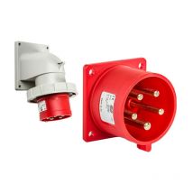 Embase mâle tétrapolaire 32A 380V étanche IP44 ou IP67 à encastrer - Étanche IP67 ou IP44 - IP44 - Embase mâle 3P+T+N - 32A - 380V