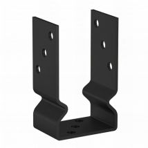 Fixtout - Embase pied de poteau en u avec support zinguée noire à visser - 101 x 150 x 60 x 4,0 mm