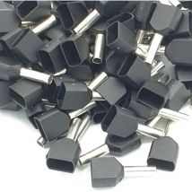 Embout à sertir 100pcs 1.5mm noir à double embout isolé