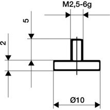 Palpeur d. 30 mm plan M2,5 acier adapté à horloges de mesure