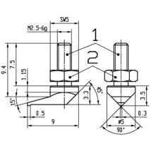 Palpeur pointe latérale M2,5 acier adapté à horloges de mesure